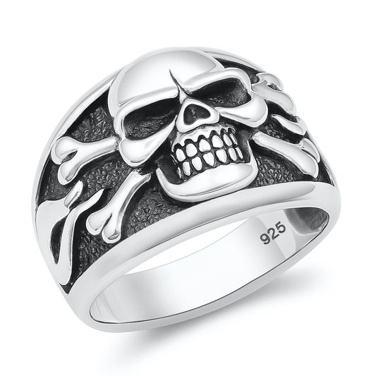 Silver Skull and  Crossbones Ring