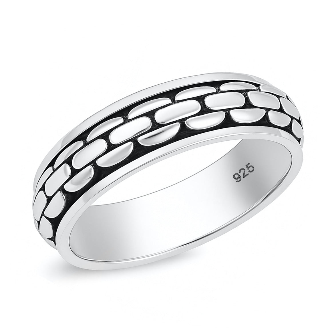 Silver Link Spinner Ring