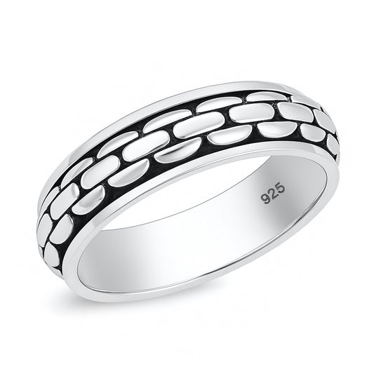 Silver Link Spinner Ring