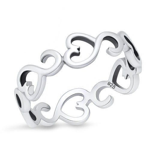Silver Ring - Sideways Hearts
