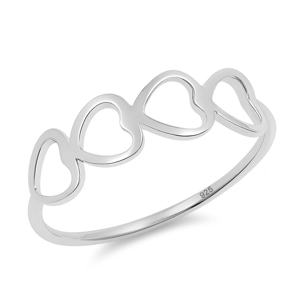 Silver Ring - Four Hearts