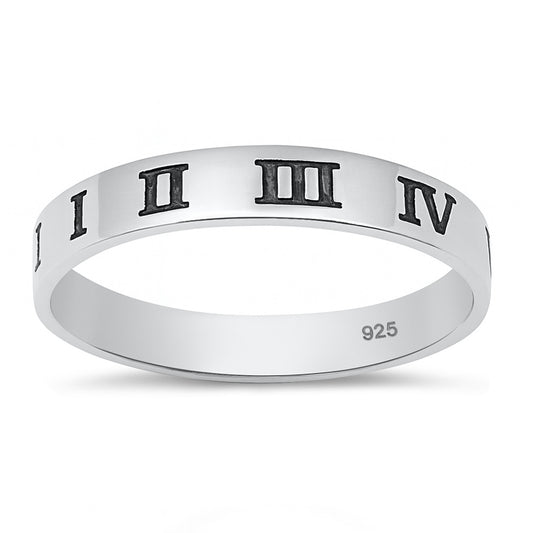 Silver Ring - Roman Numerals