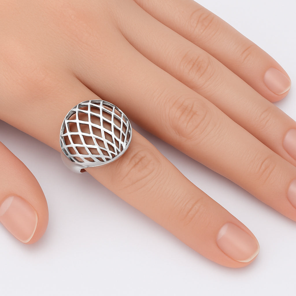Silver Weave Basket Ring