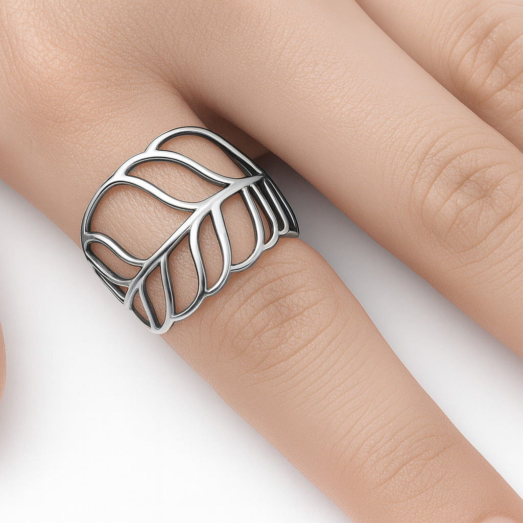 Silver Ring - Open Leaf