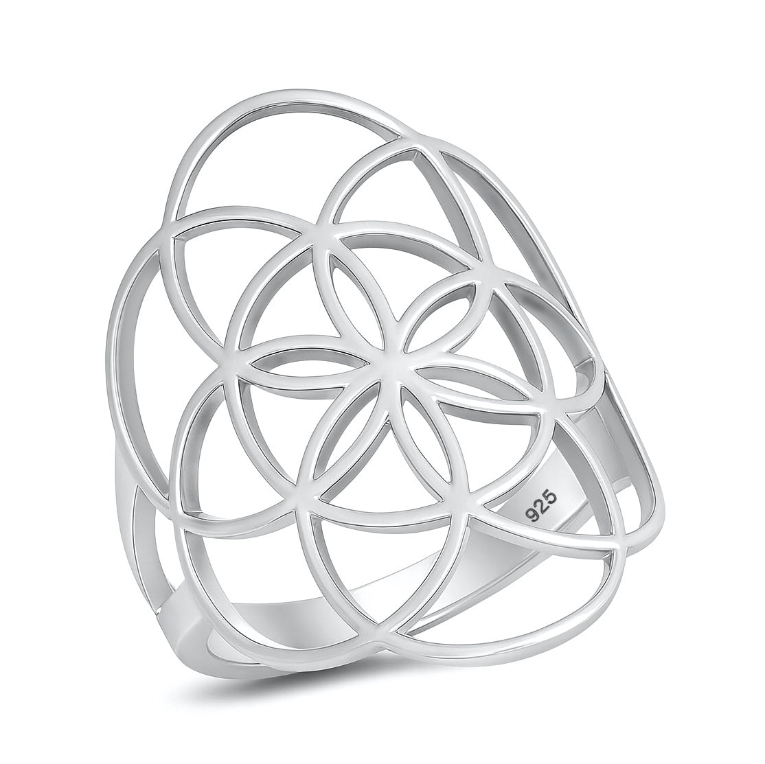 Silver Flower of Life Ring