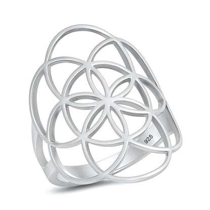 Silver Flower of Life Ring
