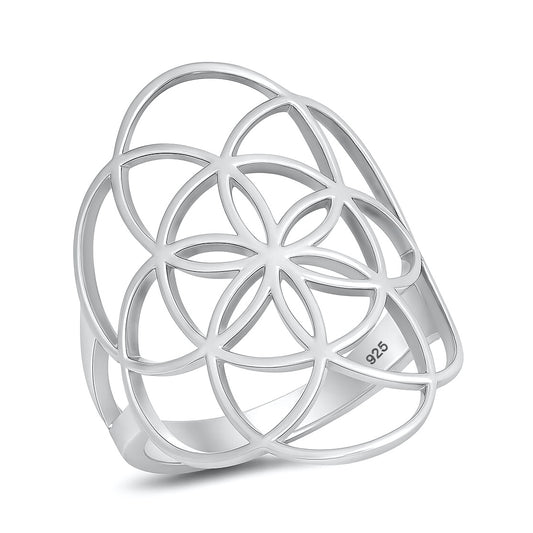 Silver Flower of Life Ring