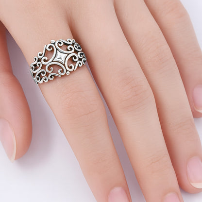 Silver Filigree Swirl Ring