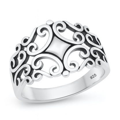 Silver Filigree Swirl Ring