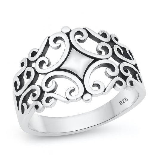 Silver Filigree Swirl Ring