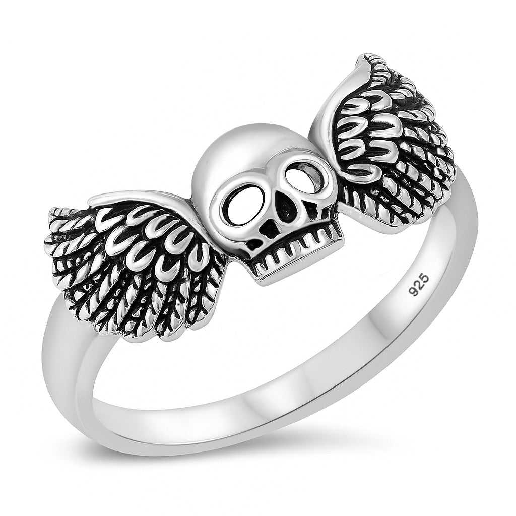Silver Ring - Skull w/ Wings