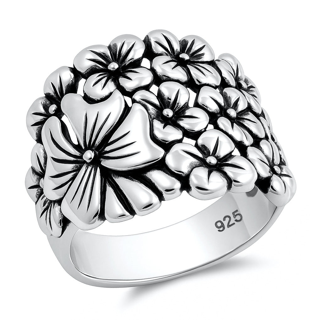 Silver Ring - Flowers