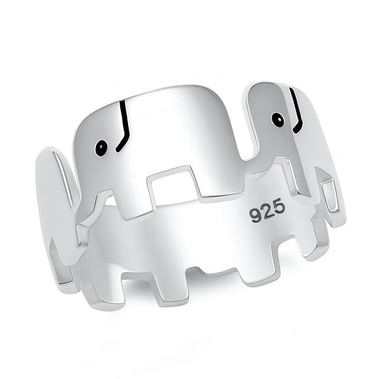 Silver Ring - Lucky Elephants