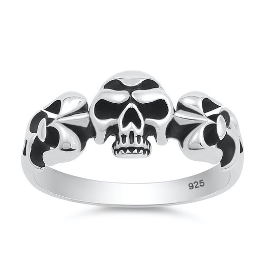 Silver Ring - Skull & Fleur-de-Lis