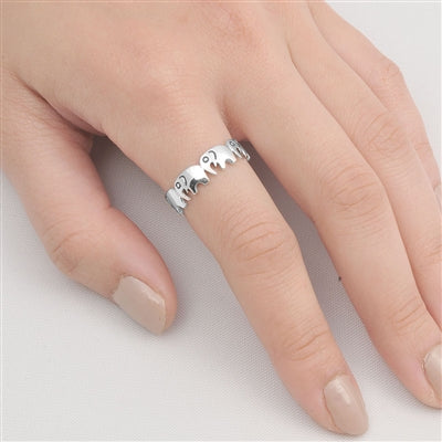 Silver Ring - Elephants