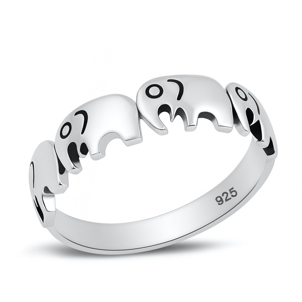 Silver Ring - Elephants