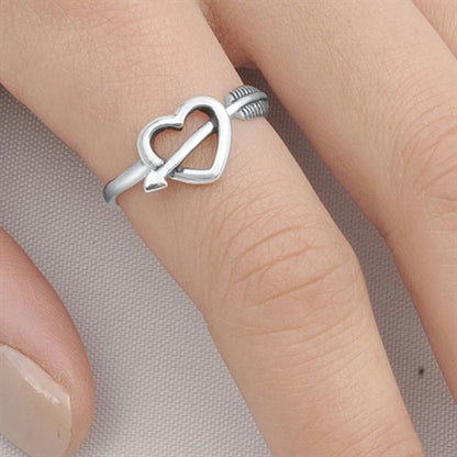 Silver Ring - Heart with Arrow