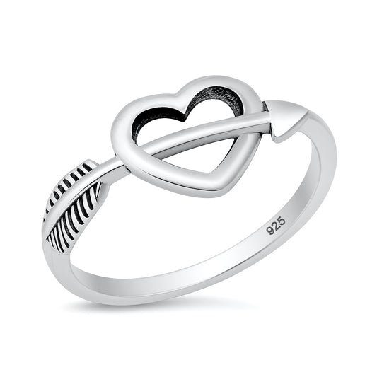 Silver Ring - Heart with Arrow