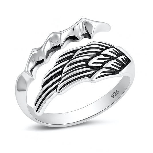 Silver Ring - Angel Wing with Eagle Claw