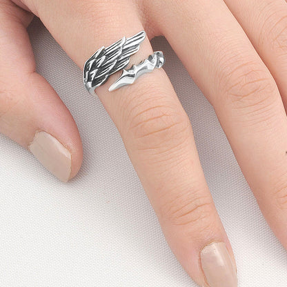 Silver Ring - Angel Wing with Eagle Claw