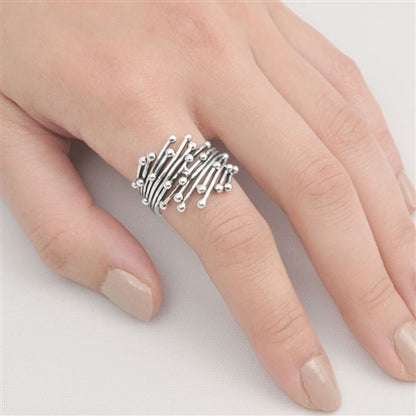 Silver Ring - Abstract Dots