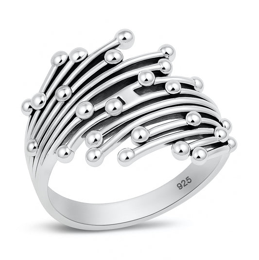 Silver Abstract Dots Ring