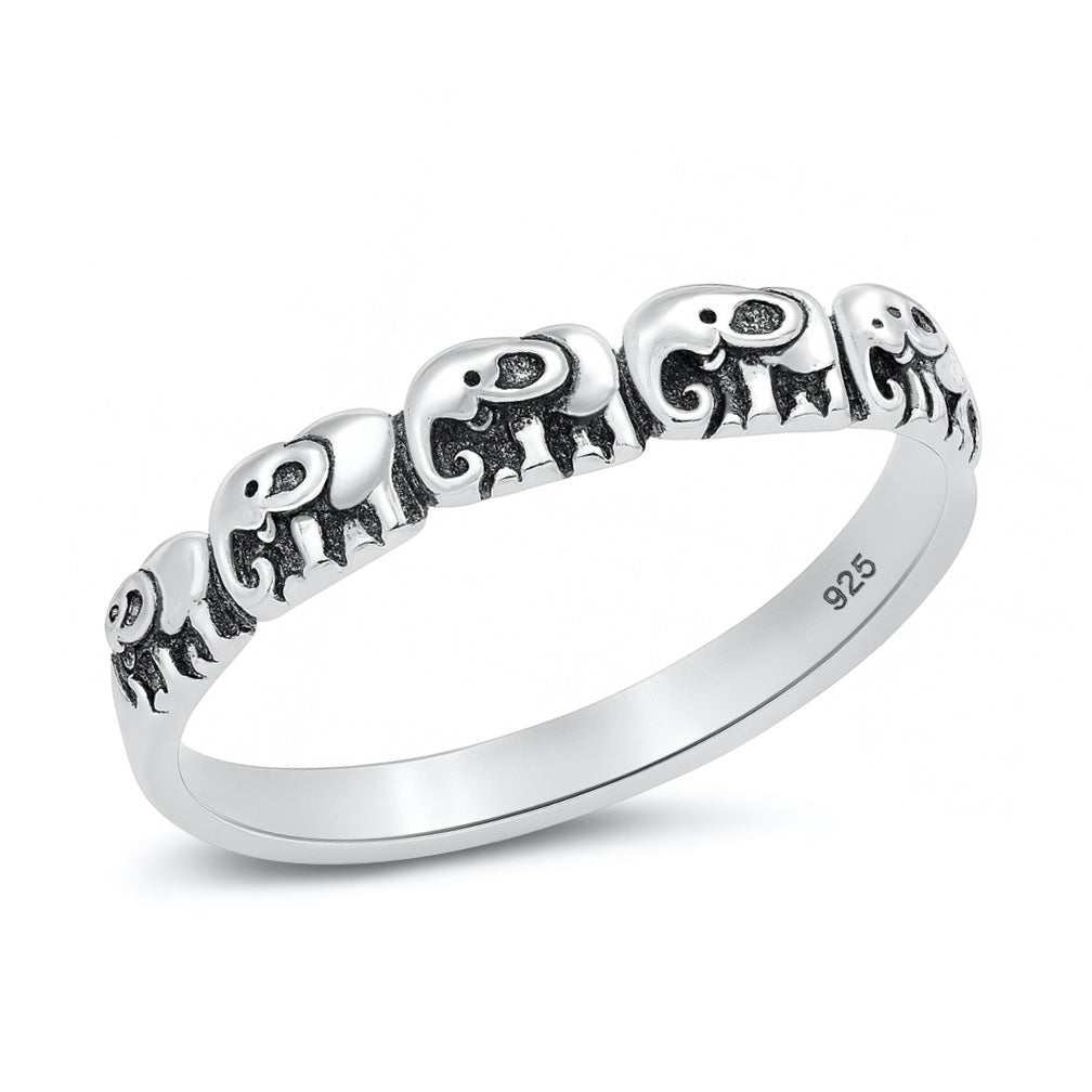 Silver Ring - Elephants