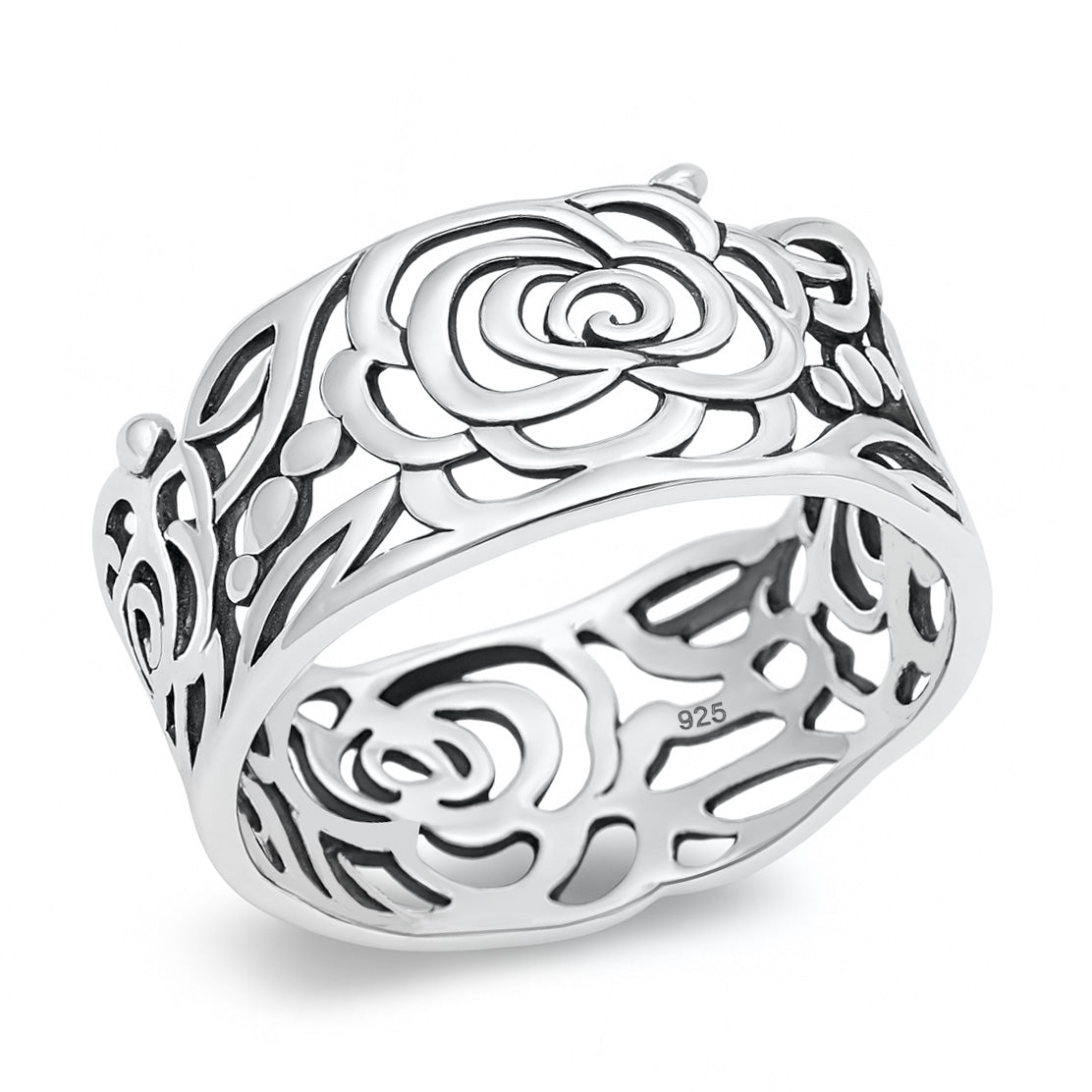 Silver Filigree Rose Ring