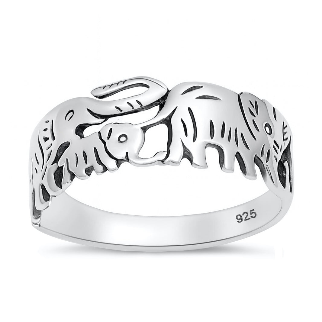 Silver Elephant Band Ring