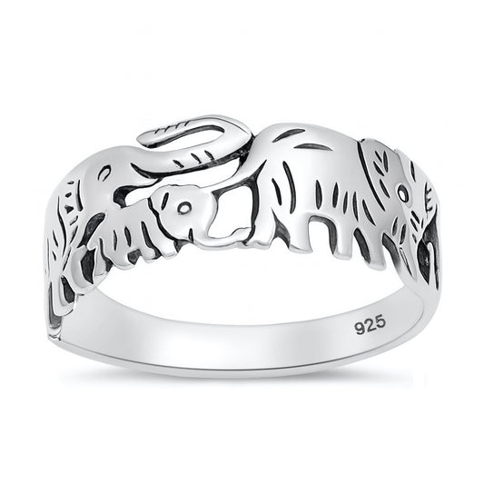 Silver Elephant Band Ring