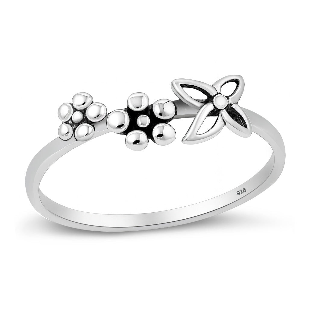 Silver Ring - Dainty Flowers