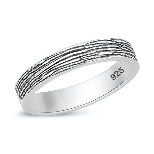 Silver Textured Line Band Ring