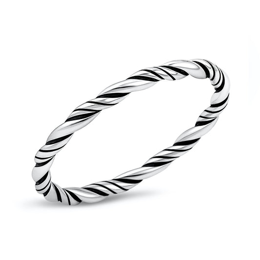 Silver Twisted Band Ring