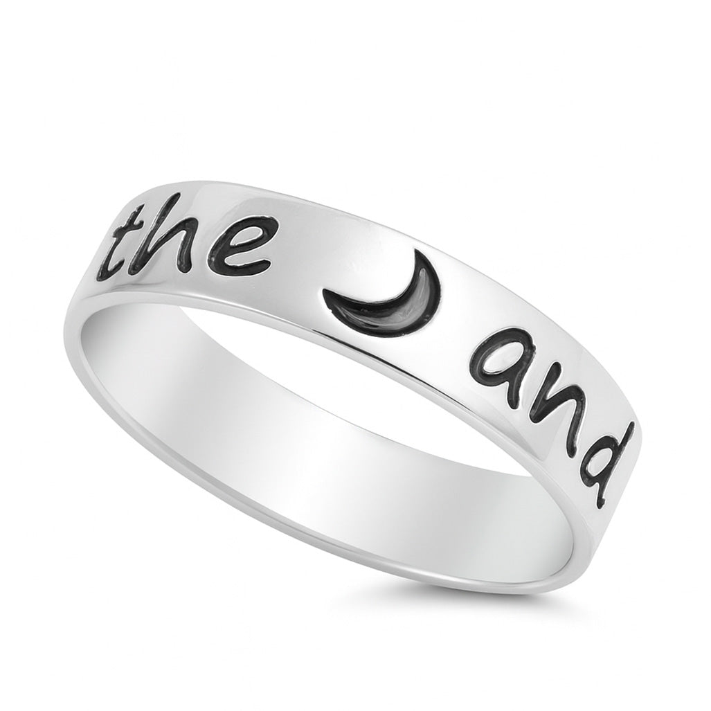 Silver Ring - Moon and Back