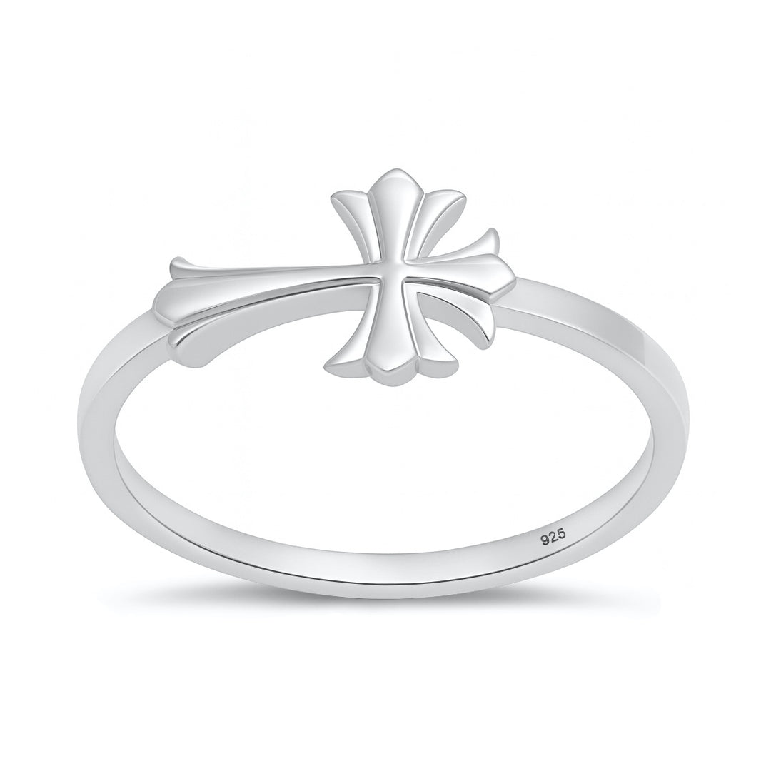 Silver Ring - Sideways Cross