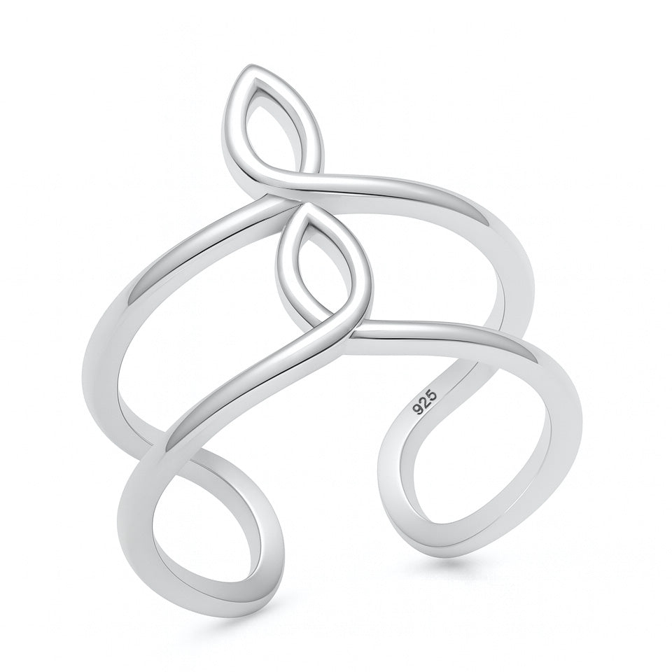 Silver Open Swirl Loop Ring