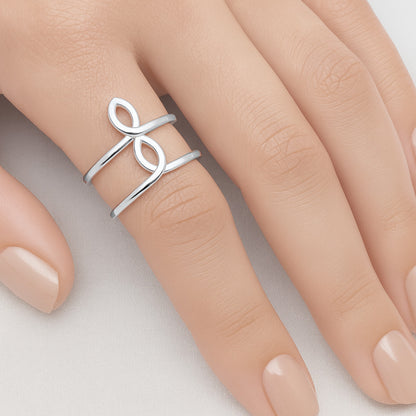 Silver Open Swirl Loop Ring