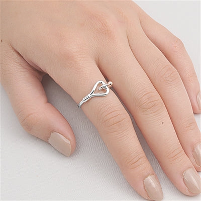 Silver Ring - Heart Link