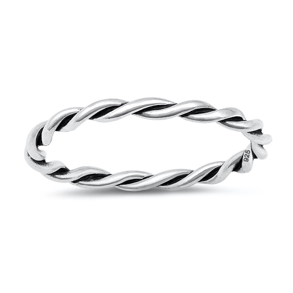 Silver Twisted Rope Band Ring