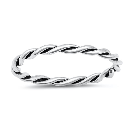 Silver Twisted Rope Band Ring