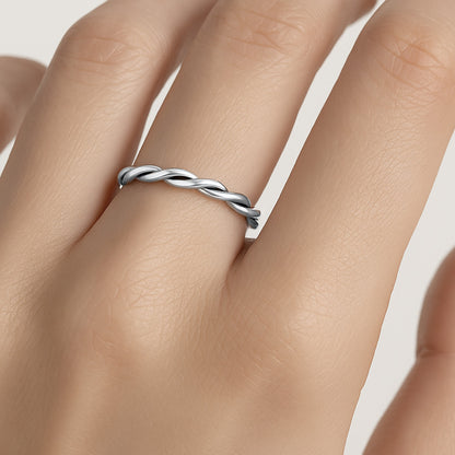 Silver Twisted Rope Band Ring