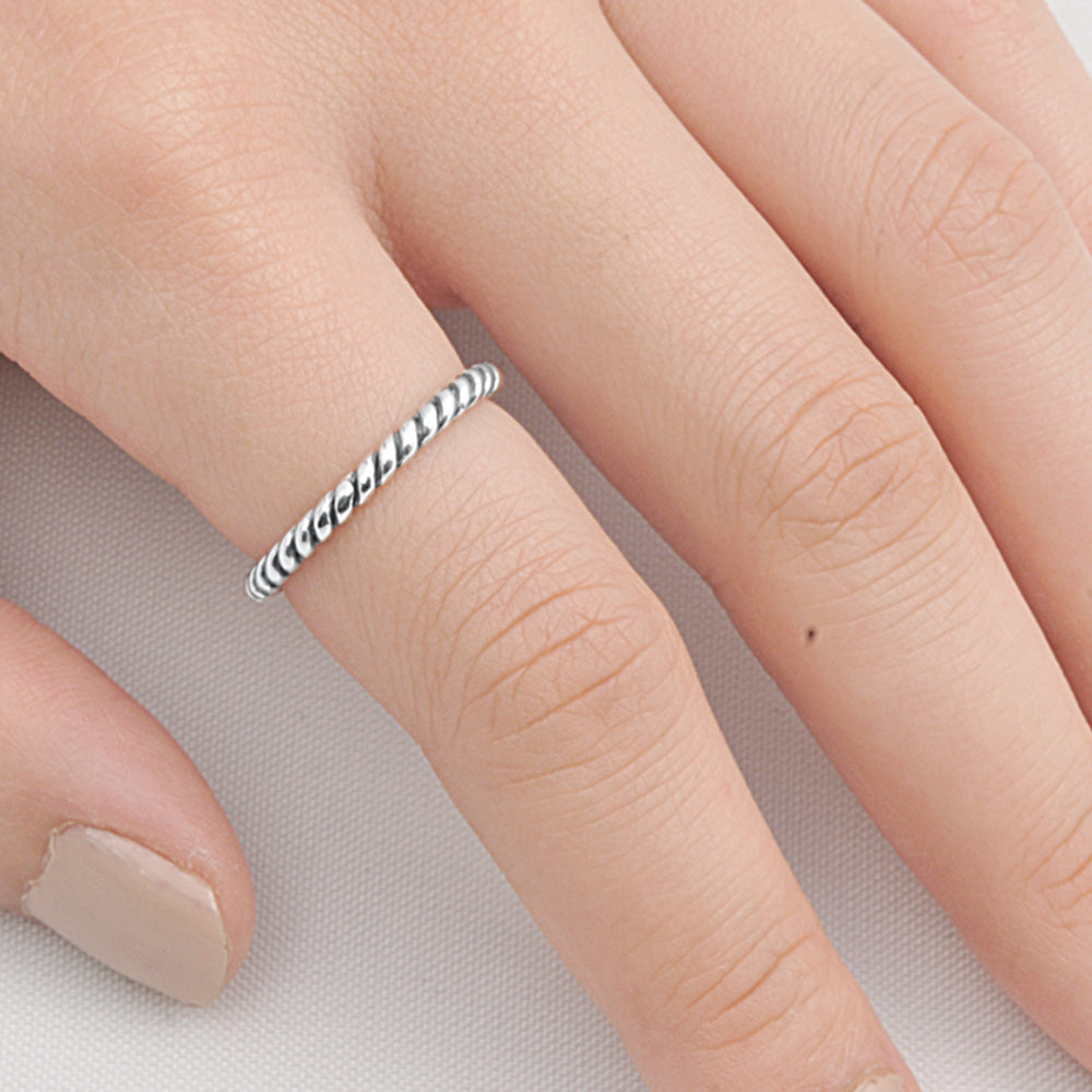 Silver Ring - Twisted Rope Band