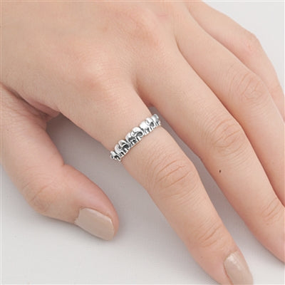 Silver Ring - Elephants