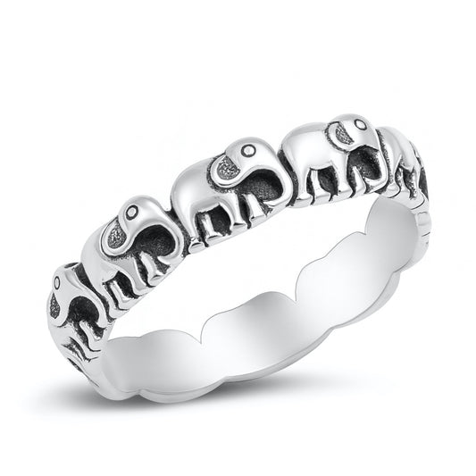 Silver Ring - Elephants