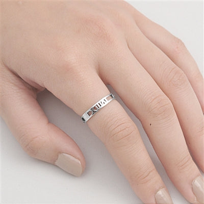 Silver Ring - Roman Numeral Band