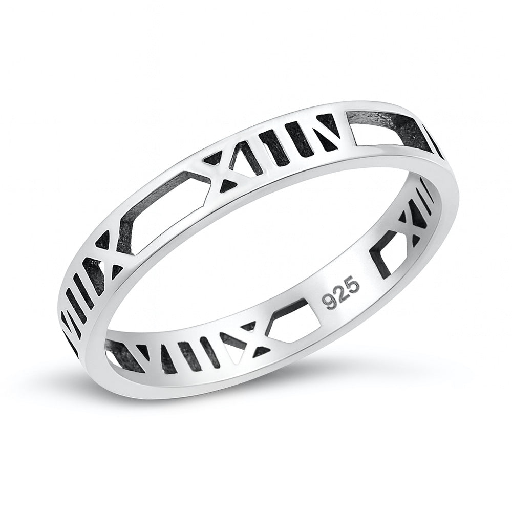 Silver Ring - Roman Numeral Band