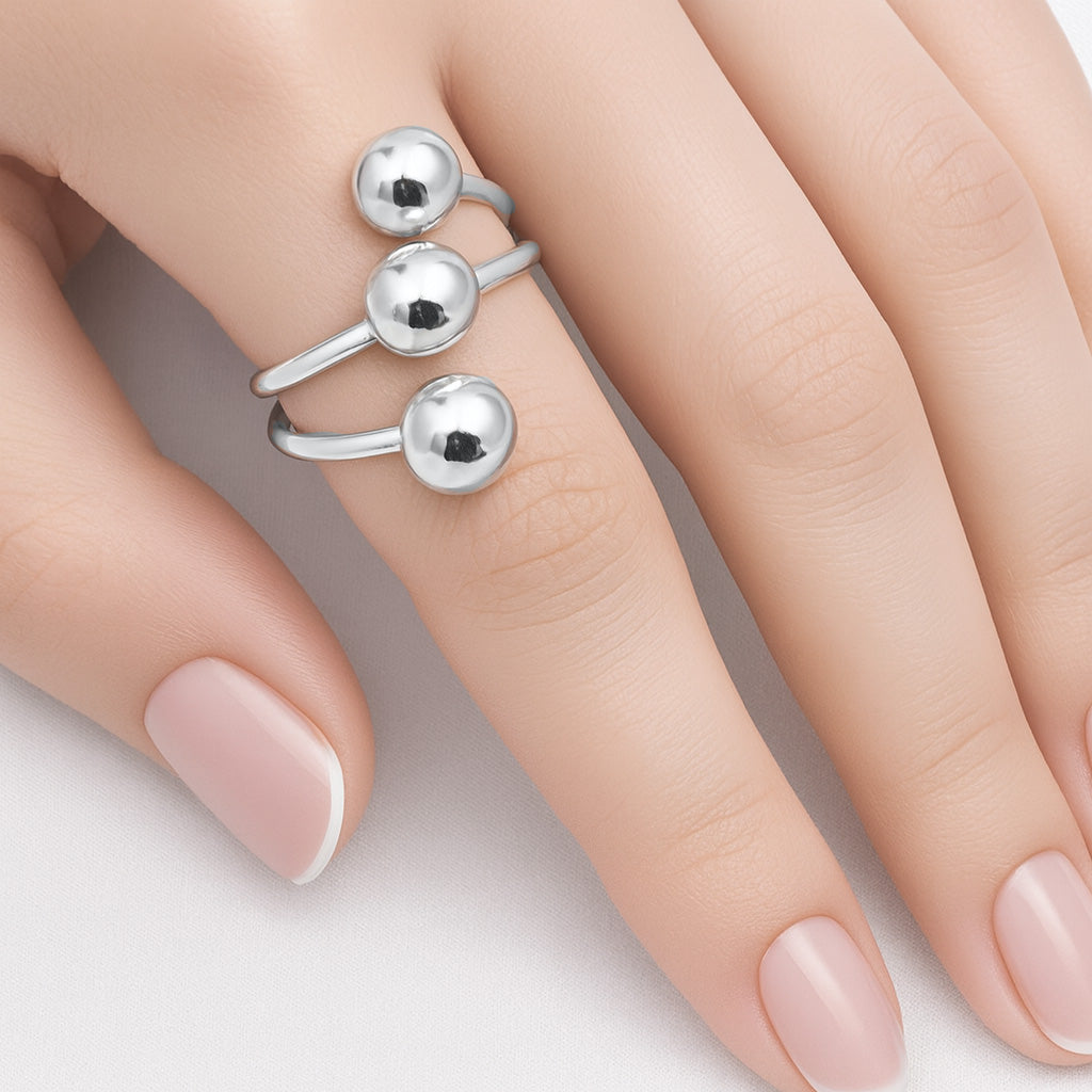 Silver 3-Ball Ring