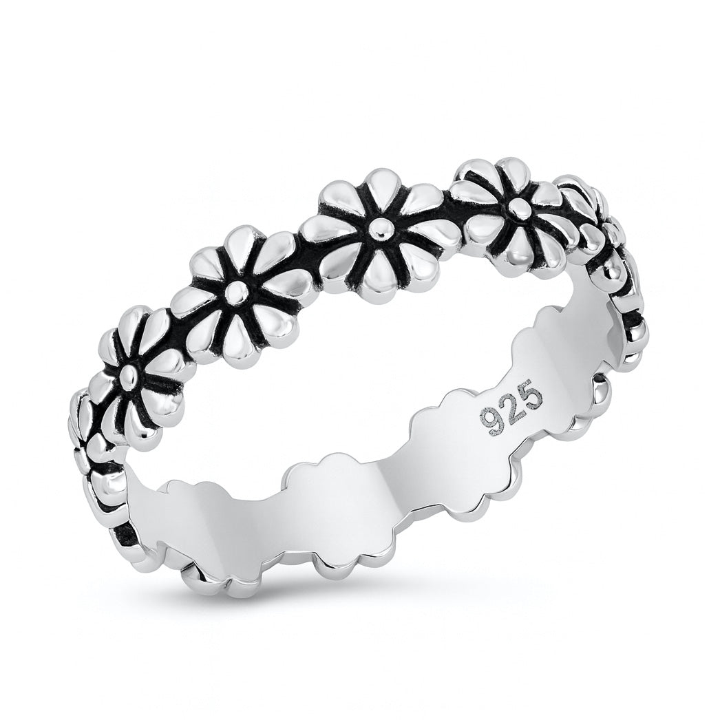 Silver Ring - Flowers