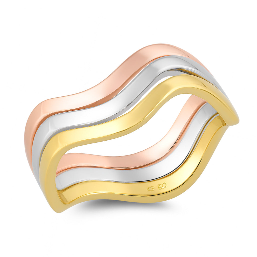 Silver Ring - Tri Wavy Bands