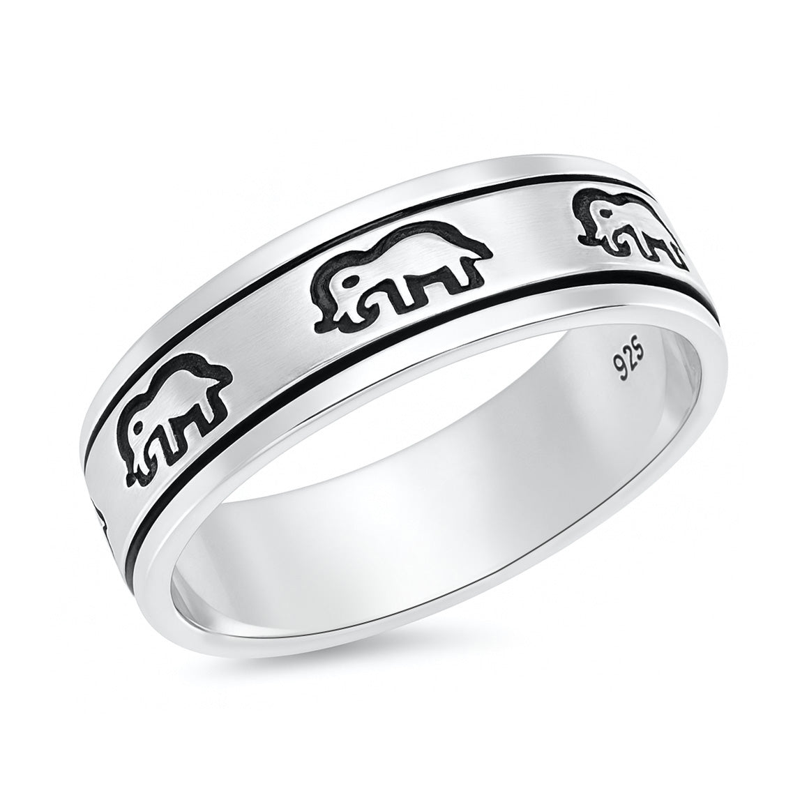 Silver Spinner Ring - Elephant